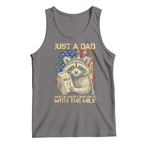 Just A Dad Who Always Came Back With The Milk Tank Top Raccoon American Flag Father's Day TS10 Deep Heather Print Your Wear