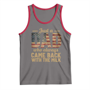 Just A Dad Who Always Came Back With The Milk Tank Top Retro American Flag TS10 Deep Heather Red Print Your Wear