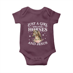 Just A Girl Who Loves Horses And Jesus Baby Onesie Christian Girls Horse TS11 Maroon Print Your Wear