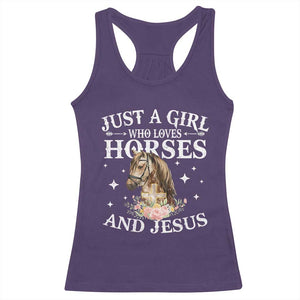 Just A Girl Who Loves Horses And Jesus Racerback Tank Top Christian Girls Horse TS11 Purple Print Your Wear