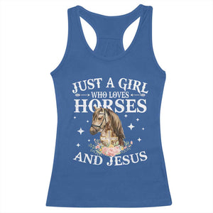 Just A Girl Who Loves Horses And Jesus Racerback Tank Top Christian Girls Horse TS11 Royal Blue Print Your Wear