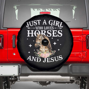 Just A Girl Who Loves Horses And Jesus Spare Tire Cover Christian Girls Horse TS11 Black Print Your Wear