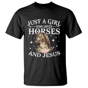 Just A Girl Who Loves Horses And Jesus T Shirt Christian Girls Horse TS11 Black Print Your Wear