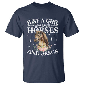 Just A Girl Who Loves Horses And Jesus T Shirt Christian Girls Horse TS11 Navy Print Your Wear