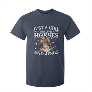 Just A Girl Who Loves Horses And Jesus T Shirt For Kid Christian Girls Horse TS11 Navy Print Your Wear