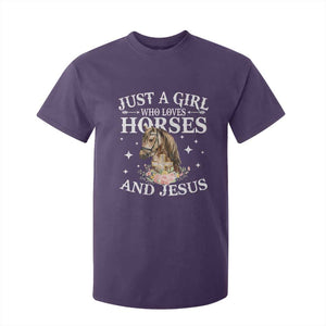 Just A Girl Who Loves Horses And Jesus T Shirt For Kid Christian Girls Horse TS11 Purple Print Your Wear