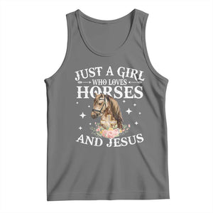 Just A Girl Who Loves Horses And Jesus Tank Top Christian Girls Horse TS11 Black Heather Print Your Wear
