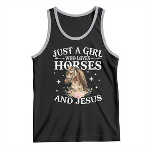 Just A Girl Who Loves Horses And Jesus Tank Top Christian Girls Horse TS11 Black Athletic Heather Print Your Wear