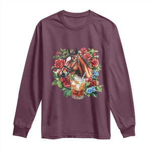 Ky Derby Day Party Long Sleeve Shirt Mint Juleps and Roses Horse Racing TS02 Maroon Print Your Wear