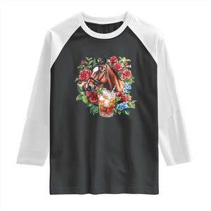 Ky Derby Day Party Raglan Shirt Mint Juleps and Roses Horse Racing TS02 Black White Print Your Wear