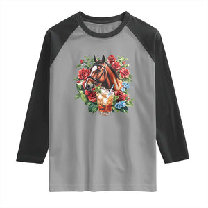 Ky Derby Day Party Raglan Shirt Mint Juleps and Roses Horse Racing TS02 Sport Gray Black Print Your Wear