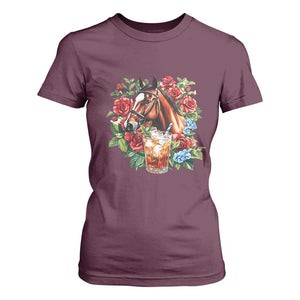 Ky Derby Day Party T Shirt For Women Mint Juleps and Roses Horse Racing TS02 Maroon Print Your Wear