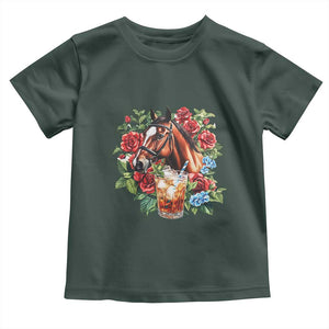Ky Derby Day Party Toddler T Shirt Mint Juleps and Roses Horse Racing TS02 Dark Forest Green Print Your Wear