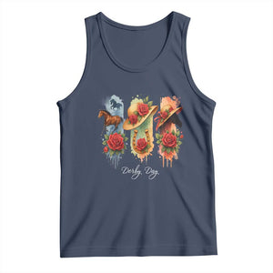 Ky Derby Day Tank Top Horse Racing Nice Hat Mint Julep and Roses TS02 Navy Print Your Wear