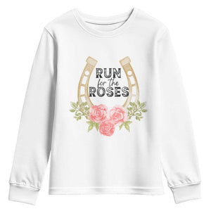 Ky Derby Horse Racing Youth Sweatshirt Horses and Roses TS02 White Print Your Wear
