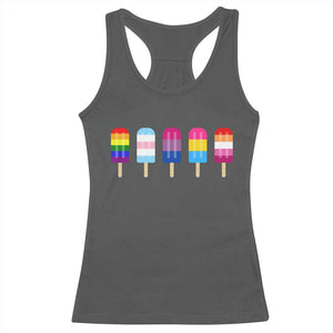 LGBT Rainbow Popsicles Racerback Tank Top Summer Ice Cream LGBTQ Pride Ally TS10 Dark Heather Print Your Wear