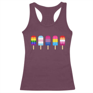 LGBT Rainbow Popsicles Racerback Tank Top Summer Ice Cream LGBTQ Pride Ally TS10 Maroon Print Your Wear