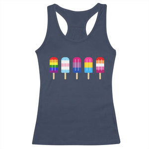 LGBT Rainbow Popsicles Racerback Tank Top Summer Ice Cream LGBTQ Pride Ally TS10 Navy Print Your Wear