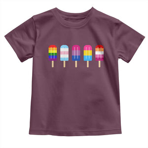 LGBT Rainbow Popsicles Toddler T Shirt Summer Ice Cream LGBTQ Pride Ally TS10 Maroon Print Your Wear