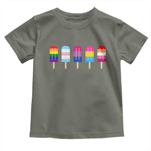 LGBT Rainbow Popsicles Toddler T Shirt Summer Ice Cream LGBTQ Pride Ally TS10 Military Green Print Your Wear