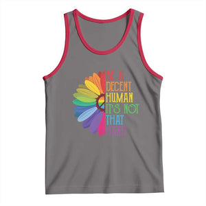 LGBTQ Be A Decent Human Its Not That Hard Tank Top Rainbow Flower TS11 Deep Heather Red Print Your Wear