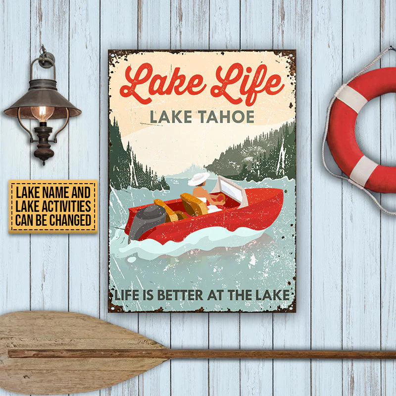 Personalized Metal Sign Lake House Vintage Lake Life CTM One Size 24x18 inch (60.96x45.72 cm) Custom - Printyourwear
