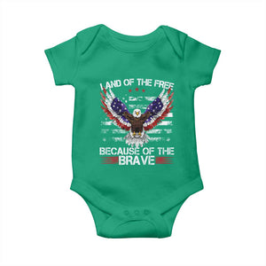 Land of the Free Because of the Brave Baby Onesie American Flag Patriotic Eagle 4th of July TS10 Irish Green Print Your Wear