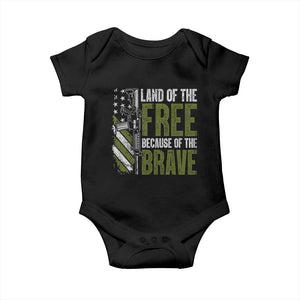 Land of the Free Because of the Brave Baby Onesie Gun American Flag TS10 Black Print Your Wear