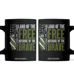Land of the Free Because of the Brave Coffee Mug Gun American Flag TS10 Black Print Your Wear