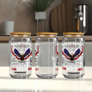 Land of the Free Because of the Brave Glass Can American Flag Patriotic Eagle 4th of July TS10 Print Your Wear