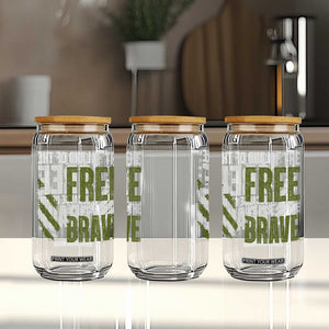 Land of the Free Because of the Brave Glass Can Gun American Flag TS10 Print Your Wear