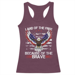 Land of the Free Because of the Brave Racerback Tank Top American Flag Patriotic Eagle 4th of July TS10 Maroon Print Your Wear