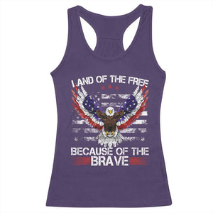 Land of the Free Because of the Brave Racerback Tank Top American Flag Patriotic Eagle 4th of July TS10 Purple Print Your Wear