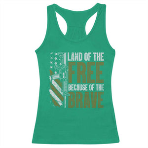 Land of the Free Because of the Brave Racerback Tank Top Gun American Flag TS10 Irish Green Print Your Wear
