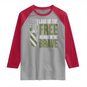 Land of the Free Because of the Brave Raglan Shirt Gun American Flag TS10 Sport Gray Red Print Your Wear