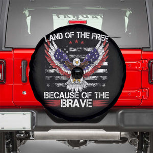 Land of the Free Because of the Brave Spare Tire Cover American Flag Patriotic Eagle 4th of July TS10 Black Print Your Wear
