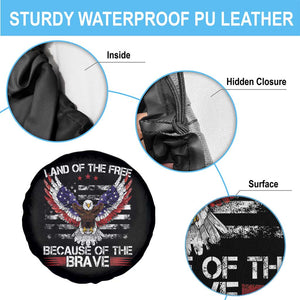 Land of the Free Because of the Brave Spare Tire Cover American Flag Patriotic Eagle 4th of July TS10 Print Your Wear