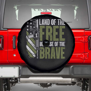Land of the Free Because of the Brave Spare Tire Cover Gun American Flag TS10 Black Print Your Wear