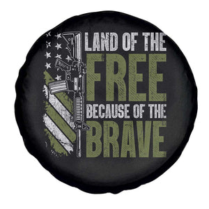 Land of the Free Because of the Brave Spare Tire Cover Gun American Flag TS10 Print Your Wear