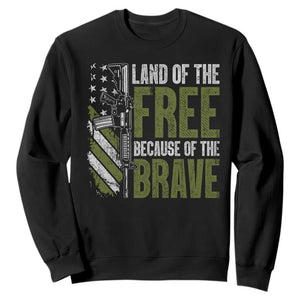 Land of the Free Because of the Brave Sweatshirt Gun American Flag TS10 Black Print Your Wear