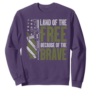 Land of the Free Because of the Brave Sweatshirt Gun American Flag TS10 Purple Print Your Wear