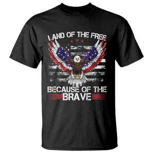 Land of the Free Because of the Brave T Shirt American Flag Patriotic Eagle 4th of July TS10 Black Print Your Wear