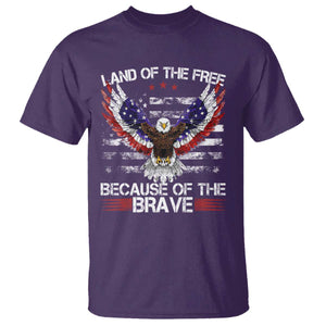 Land of the Free Because of the Brave T Shirt American Flag Patriotic Eagle 4th of July TS10 Purple Print Your Wear