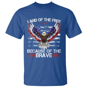 Land of the Free Because of the Brave T Shirt American Flag Patriotic Eagle 4th of July TS10 Royal Blue Print Your Wear