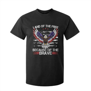 Land of the Free Because of the Brave T Shirt For Kid American Flag Patriotic Eagle 4th of July TS10 Black Print Your Wear