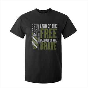 Land of the Free Because of the Brave T Shirt For Kid Gun American Flag TS10 Black Print Your Wear