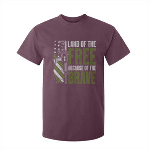 Land of the Free Because of the Brave T Shirt For Kid Gun American Flag TS10 Maroon Print Your Wear