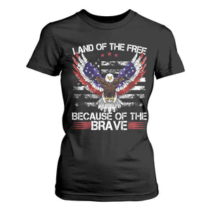 Land of the Free Because of the Brave T Shirt For Women American Flag Patriotic Eagle 4th of July TS10 Black Print Your Wear