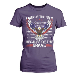 Land of the Free Because of the Brave T Shirt For Women American Flag Patriotic Eagle 4th of July TS10 Purple Print Your Wear