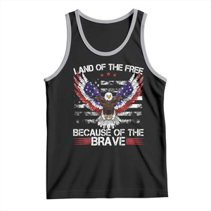 Land of the Free Because of the Brave Tank Top American Flag Patriotic Eagle 4th of July TS10 Black Athletic Heather Print Your Wear